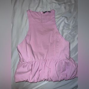 BLUSH PINK ZARA HALTER TOP WITH BOTTOM RUFFLED